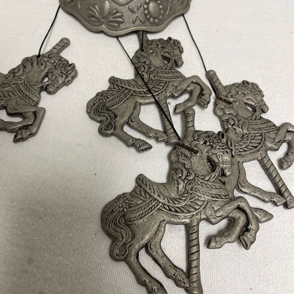 Carson Canopy Carousel Wind Chime Dancing Horse Metal 1992 Rust Proof Vtg 15” - Picture 5 of 8
